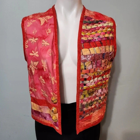Homemade Red and Yellow Quilted Vest - Picture 1 of 13